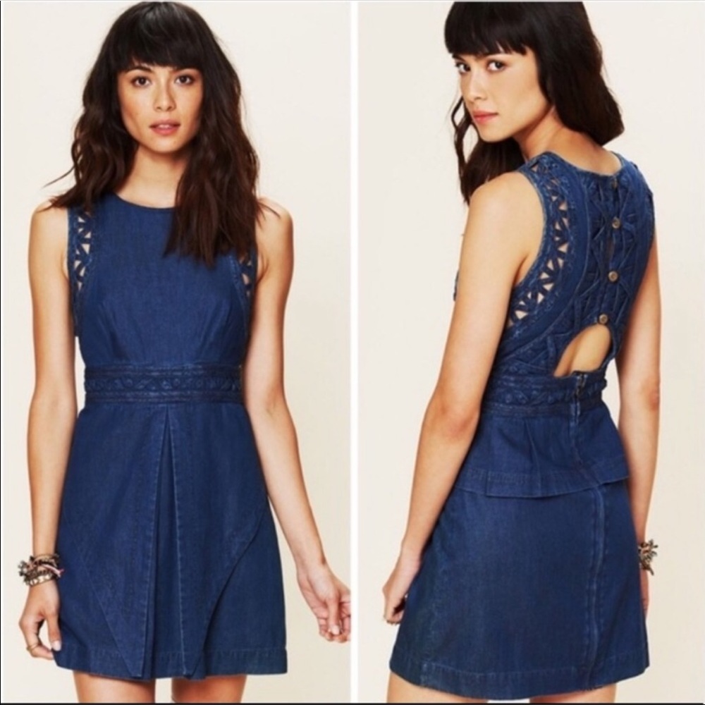 Free People | New Romantics Lattice Denim Dress
